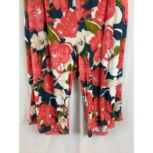 Floral Wide Leg Cropped Pajama Pants Plus Size 2X Multicolor Rayon Blend Lounge